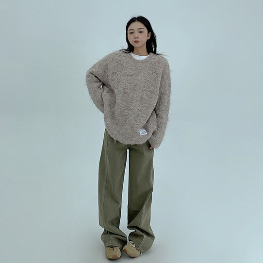 【トップス】ふわふわ可愛い♪ ゆる感たっぷりボアニット レディース クルーネック【FCシリーズ】