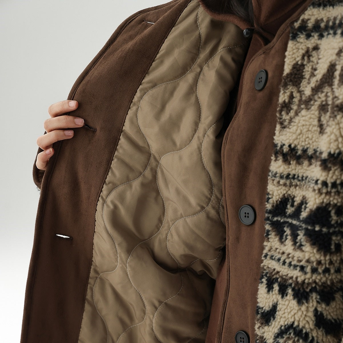 【アウター】レトロ 切り替え 秋冬 中綿入り ボア ジャケット 【FCシリーズ】