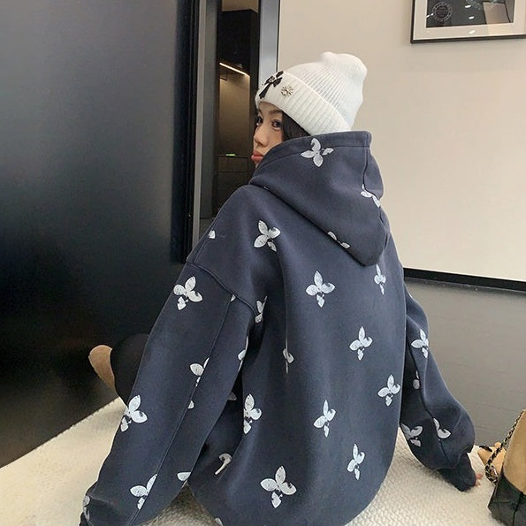 【トップス】レトロ ヴィンテージ加工 キャラクタープリント フード付き パーカー 【FCシリーズ】