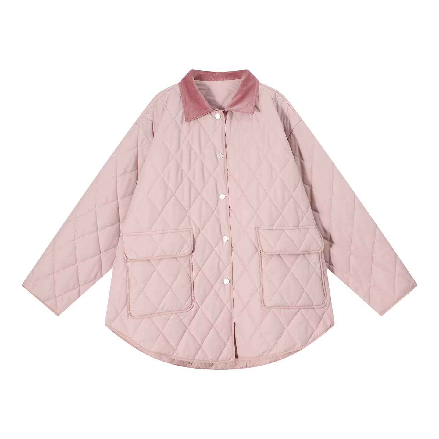 【アウター】レトロ ダイヤ柄 綿入れコート レディース 秋冬 韓国風 ゆったり あったか【FCシリーズ】