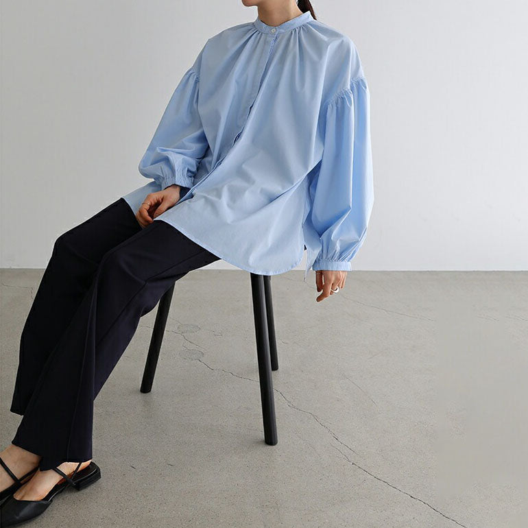 【トップス】春夏 個性派 立ち襟 ゆったり シルエット バルーンスリーブ シャツ·ブラウス