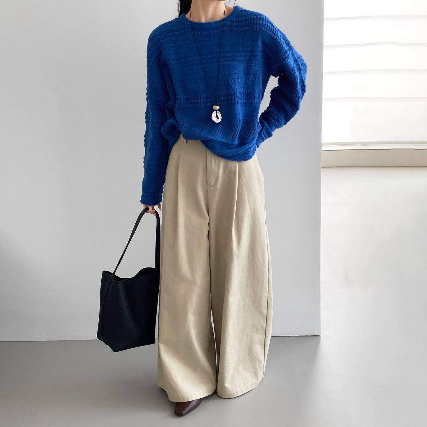 【トップス】美白見え 韓国風 ニットトップス レディース 透かし編み クルーネック ゆったり カジュアル着回し【JZシリーズ】