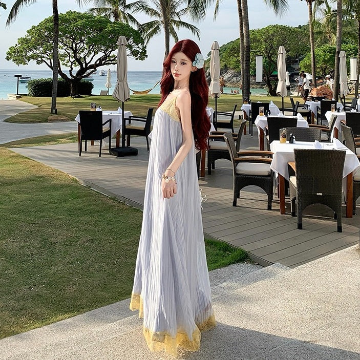 【ワンピース】ドーパミンブルー キャミソール ギャザー ワンピース 【SHシリーズ】