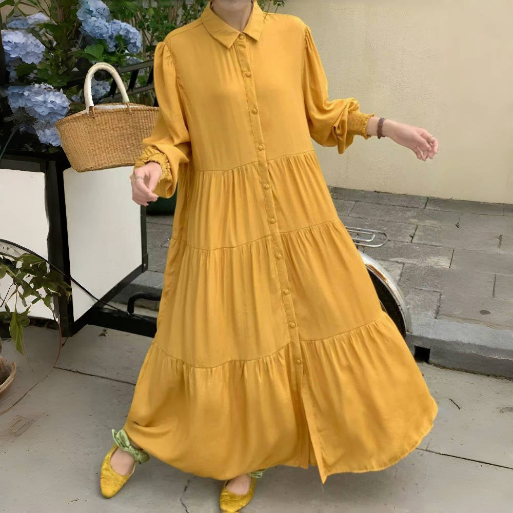 【ワンピース】10色展開 オーバーサイズ 長袖 大きいサイズ対応 無地 シャツワンピース