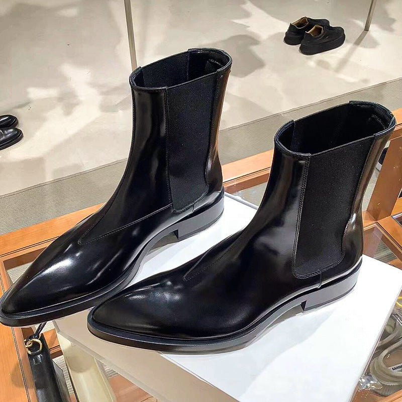 【シューズ】春秋冬 ポインテッドトゥ 厚底 マーティンブーツ【30~35日内発送】