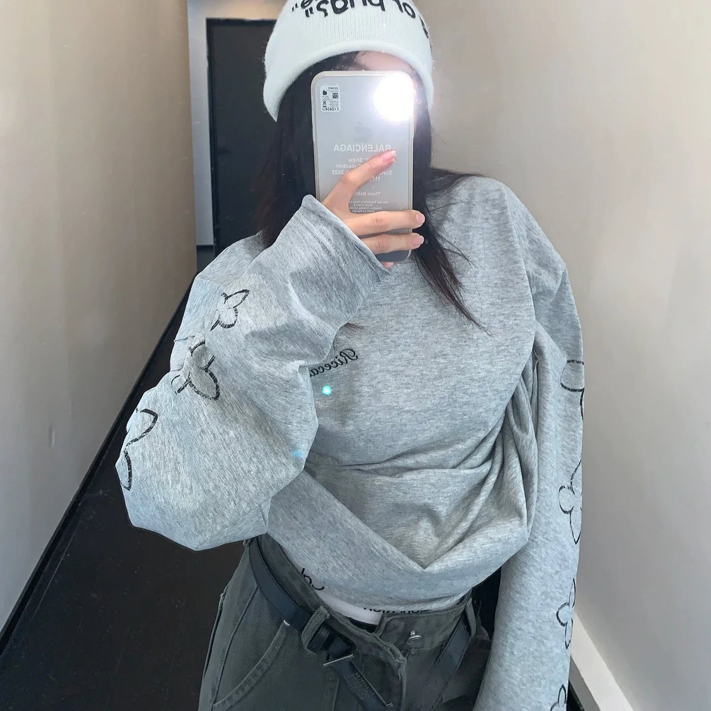 【トップス】春秋冬フェイクレイヤード プリント コットン Tシャツ【FCシリーズ】