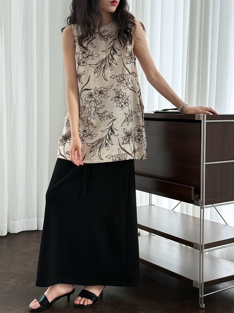 【ボトムス】夏 ハイウエスト Aライン ドローコード ロング スカート 【SNシリーズ】