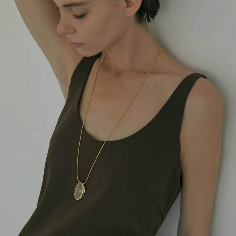 【🎁 B2G1|先行スタート!】【グッズ】楕円形 透明 人工水晶 調節可 ネックレス