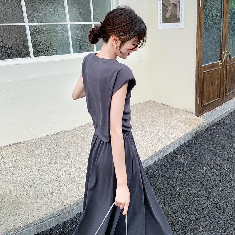 2点セット!【セットアップ】カジュアル英字プリントTシャツ+ミニスカート 夏 韓国風 上下セット【JZシリーズ】