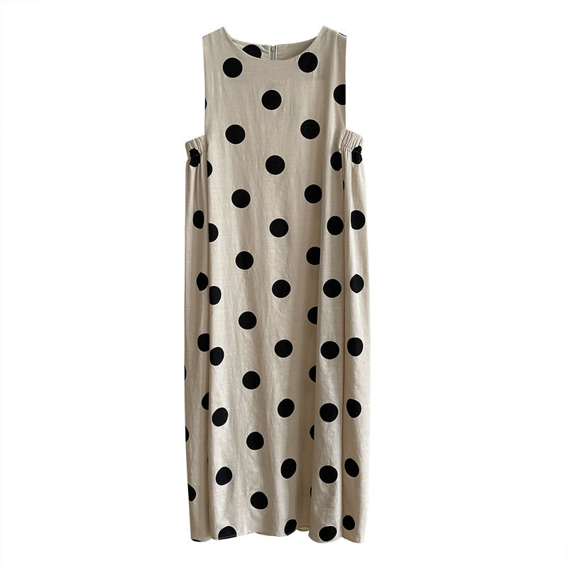 【ワンピース】夏新作 海外トレンド ドット柄 ノースリーブワンピース【JZシリーズ】【SHシリーズ】