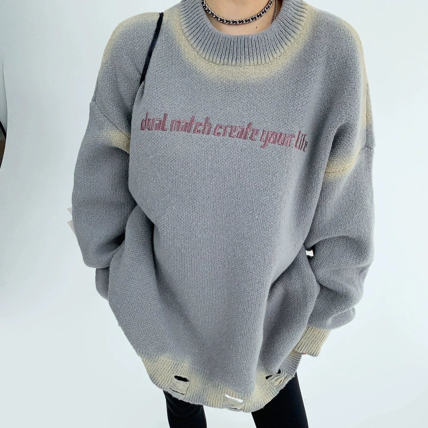 【トップス】秋冬 ニッチデザイン 厚い保温 刺繍セーター ニットセーター【FCシリーズ】