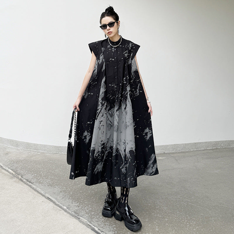 【ワンピース】夏 レトロ プリント 特別デザイン ノースリーブ ワンピース【AHシリーズ】