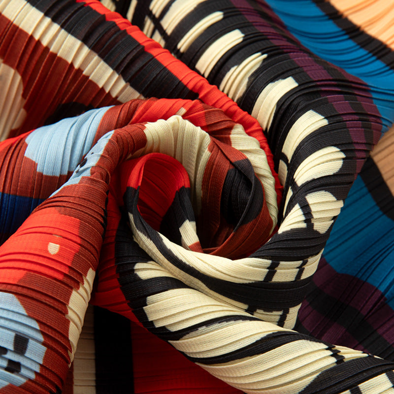 【ボトムス】夏 カラフルストライプ 高級 プリーツ スカート【SHシリーズ】