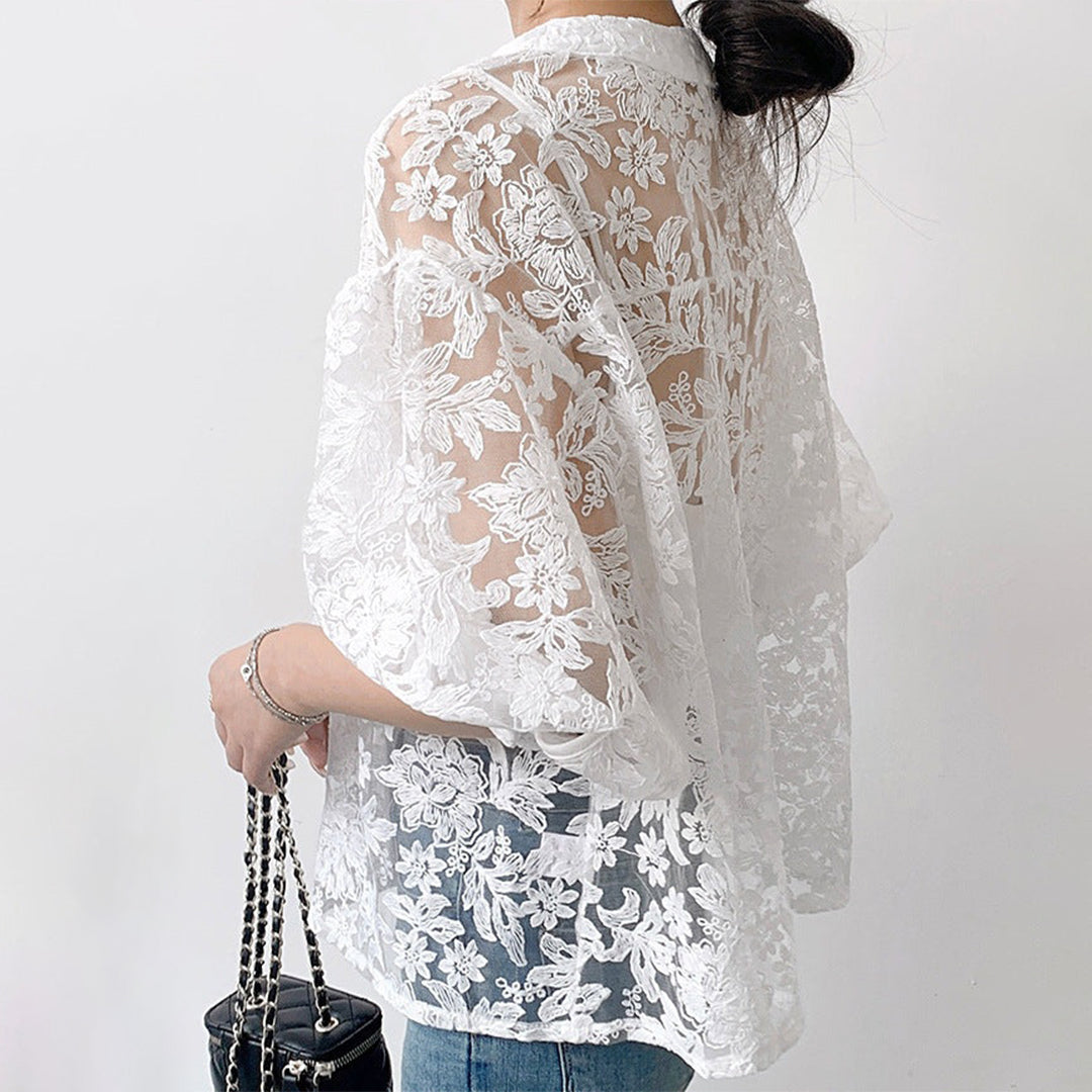 【アウター】韓国風 夏 海外トレンド 刺繍 合わせやすい カーディガン