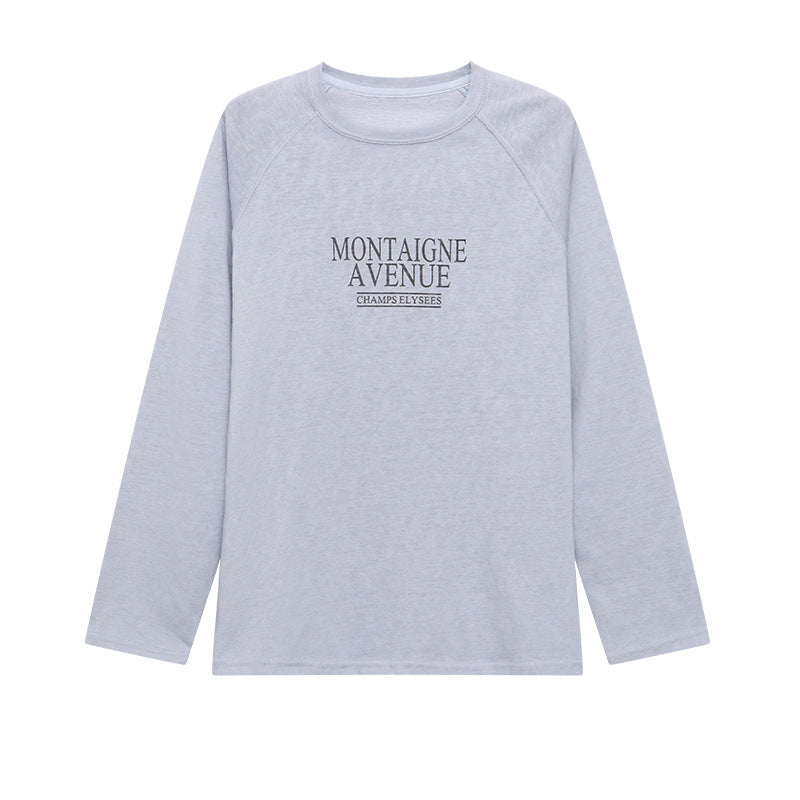 【トップス】リラックス感 ロゴプリント クルーネック 長袖Tシャツ 【JZシリーズ】