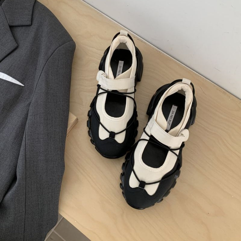 【シューズ】プラットフォームシューズ ラウンドトゥ 厚底 スポーツ パンプス/スニーカー