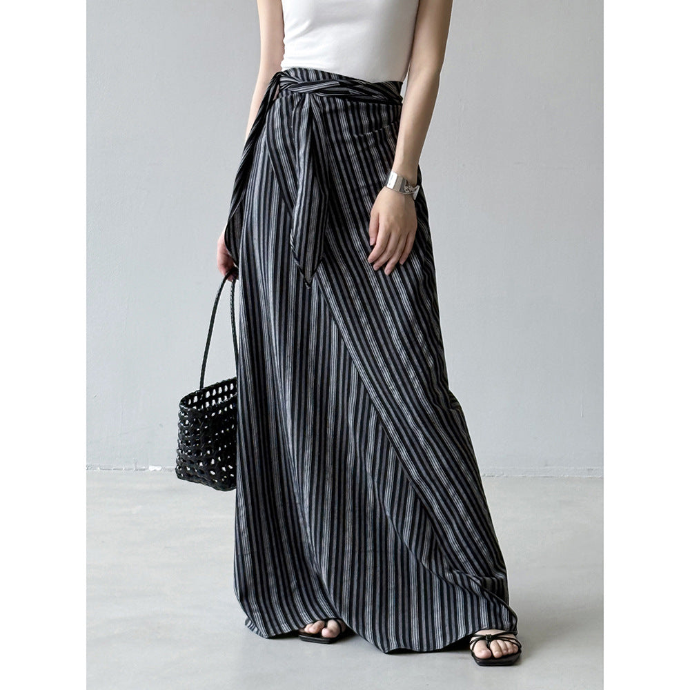 【来年夏再販】【ボトムス】夏 リゾート風 ウエストリボン Aライン スカート 【SNシリーズ】