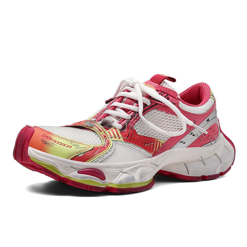 【シューズ】ヴィンテージ風 足元スリム効果 厚底カジュアル スニーカー