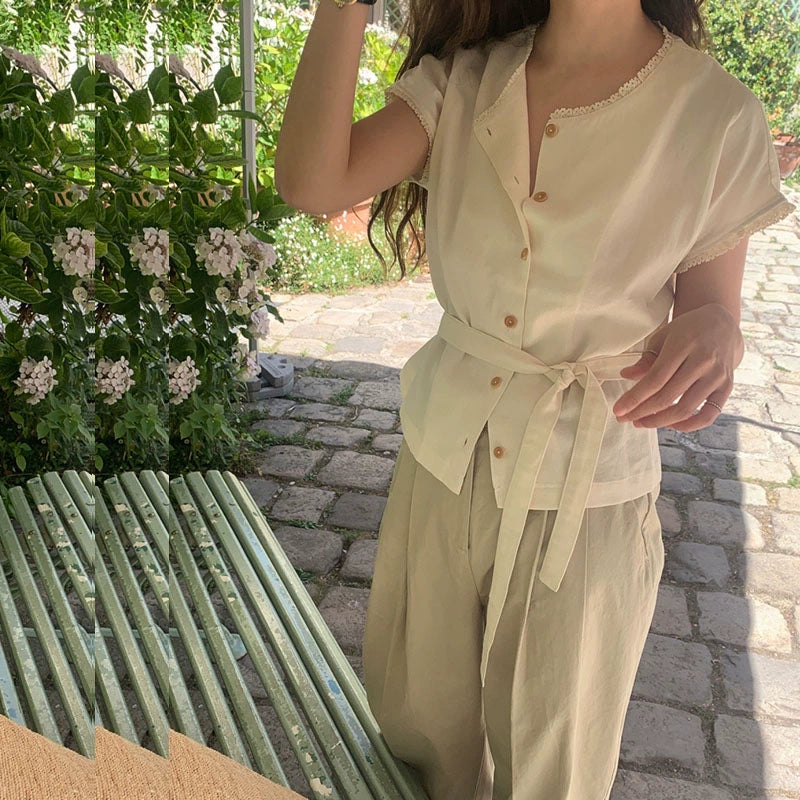 【トップス】今っぽい 大人の定番 夏 シンプル 半袖 シャツ