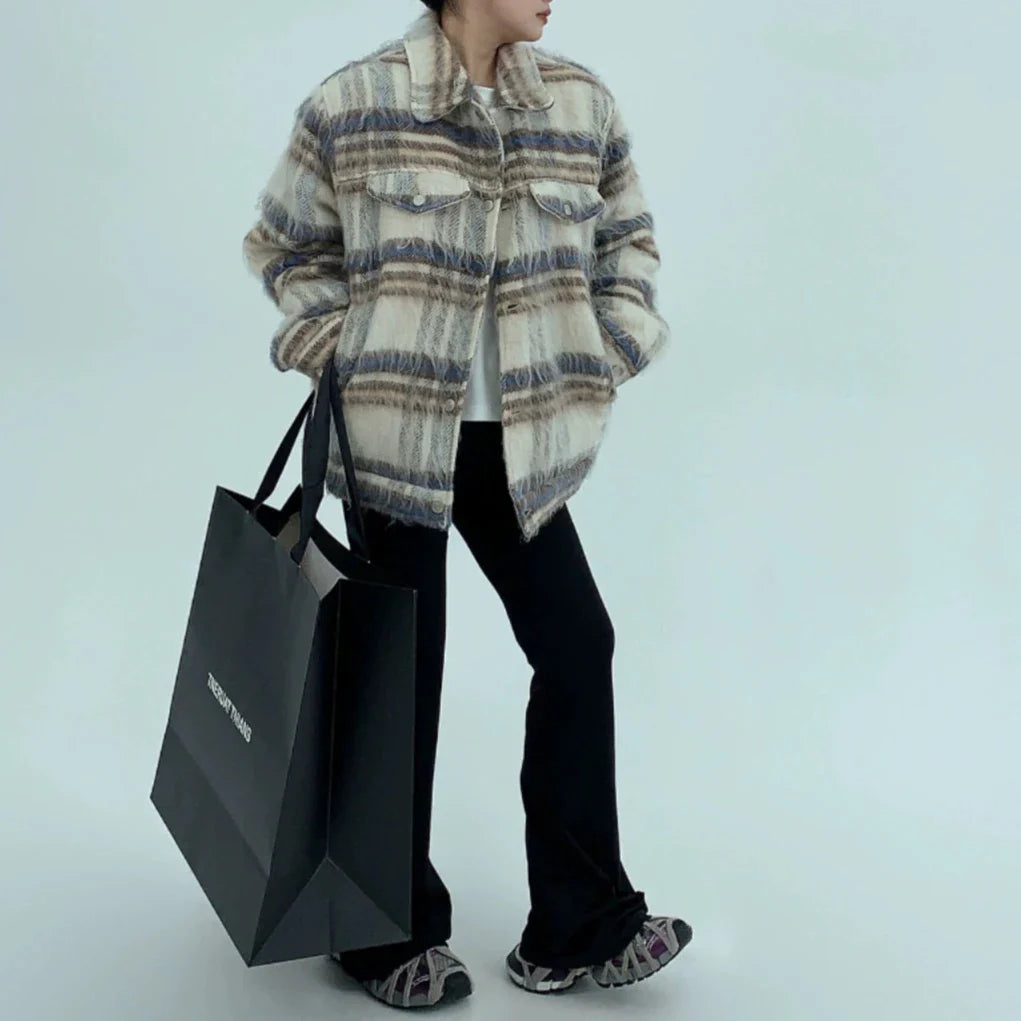 【アウター】レトロ 厚い保温 秋冬 高級感 チェック柄 綿入れコート【FCシリーズ】