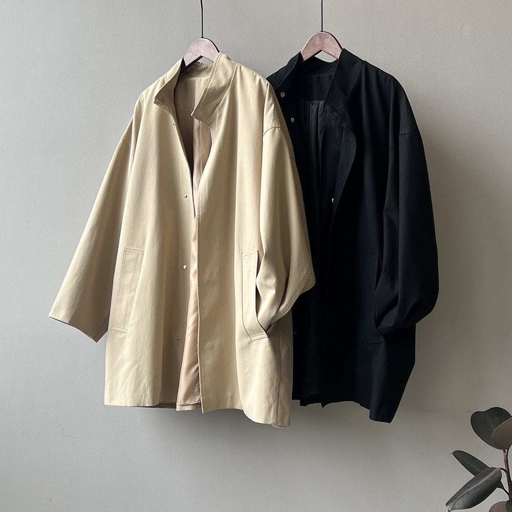 【アウター】日系 シンプル 春秋 スタンドネック トレンチコート【JZシリーズ】