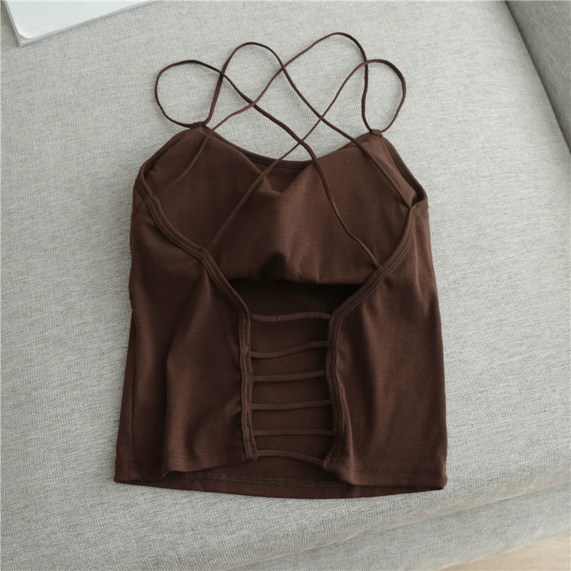 【トップス】透かし彫り春夏 タンクトップ/キャミソール