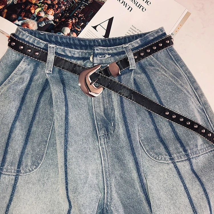 【ボトムス】人気 海外トレンド ハイウエスト 春夏秋冬 着痩せ デニムパンツ