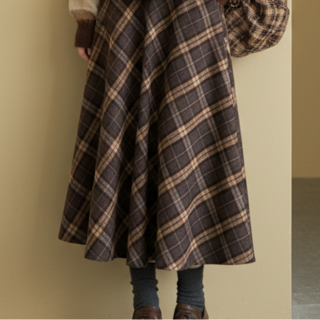 【セットアップ】春 秋 冬 ストライプ柄 セーター + チェック柄 スカート 2点上下セット【JZシリーズ】