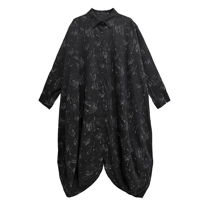 【ワンピース】春 秋 冬 体型カバー プリント 長袖 ワンピース 【AHシリーズ】