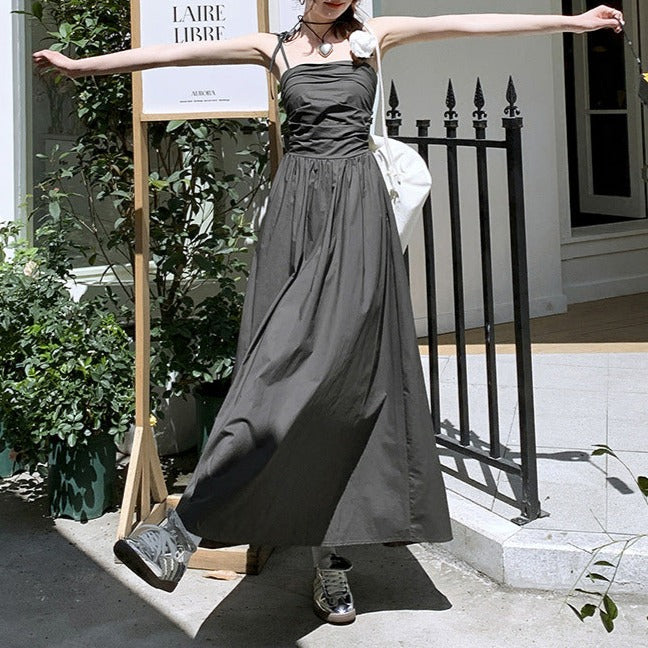 【ワンピース】夏おしゃれ エレガント サスペンダー ノースリーブワンピース