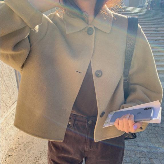 【アウター】春秋 韓国風 chic 折り襟 合わせやすい コート