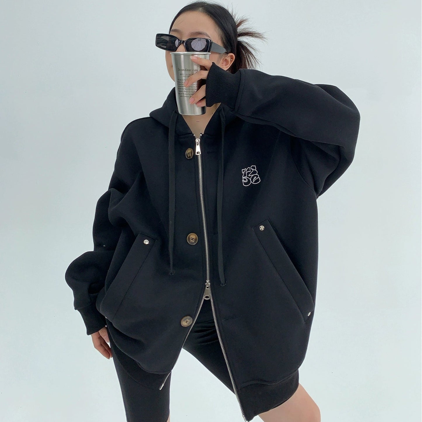 【10~20日内発送】【アウター】刺繍 秋冬 裏起毛 レトロ 合わせやすい ジャケット【FCシリーズ】