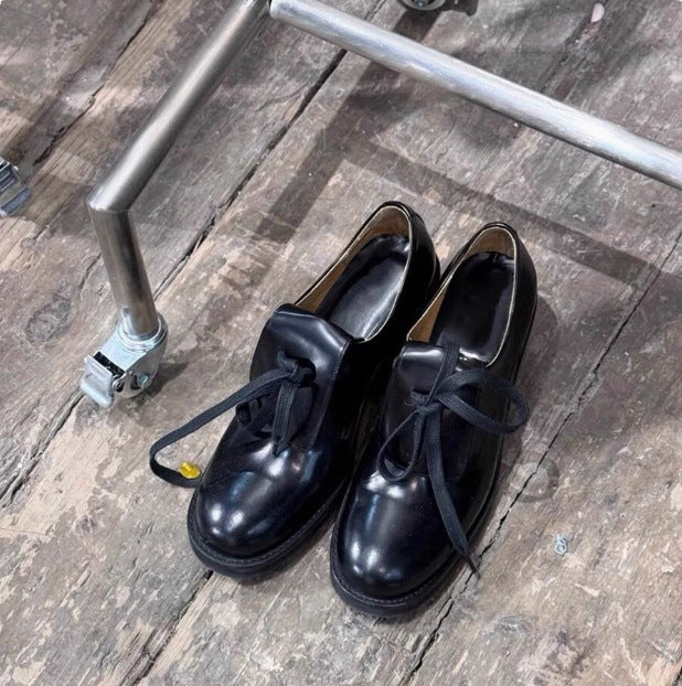 【シューズ】春秋夏 羊革 バンド飾り ラウンドトゥ ローファー