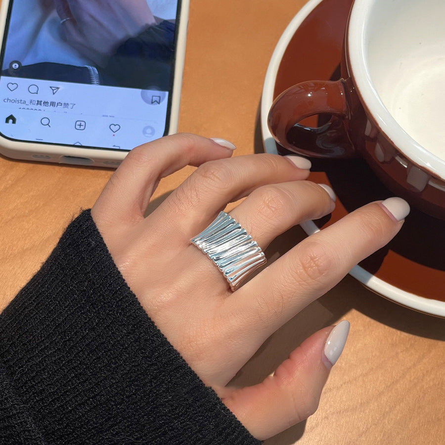 【グッズ】透かしデザイン 不規則な 雫モチーフリング 春 秋 冬 夏 オープンリング 2点セット 【JZシリーズ】