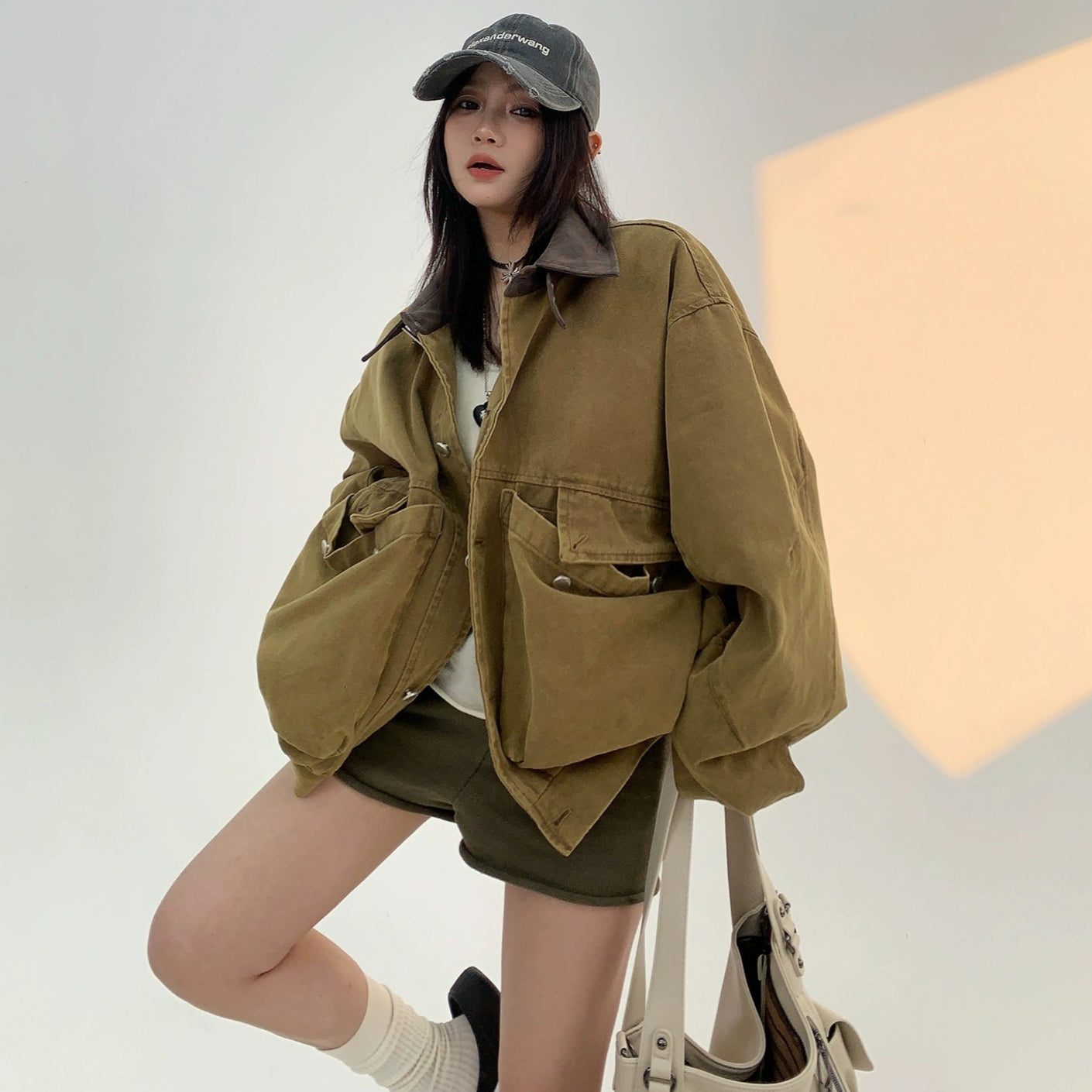 【アウター】アメリカンスタイル 春秋 ヴィンテージ加工 Oversize ジャケット【FCシリーズ】