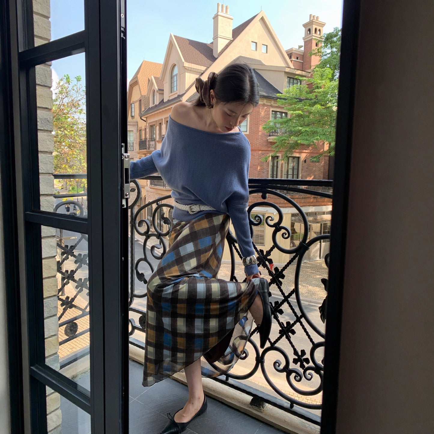 【ボトムス】春 秋 冬 細見え チェック柄 レトロ 上品な雰囲気 スカート 【SHシリーズ】