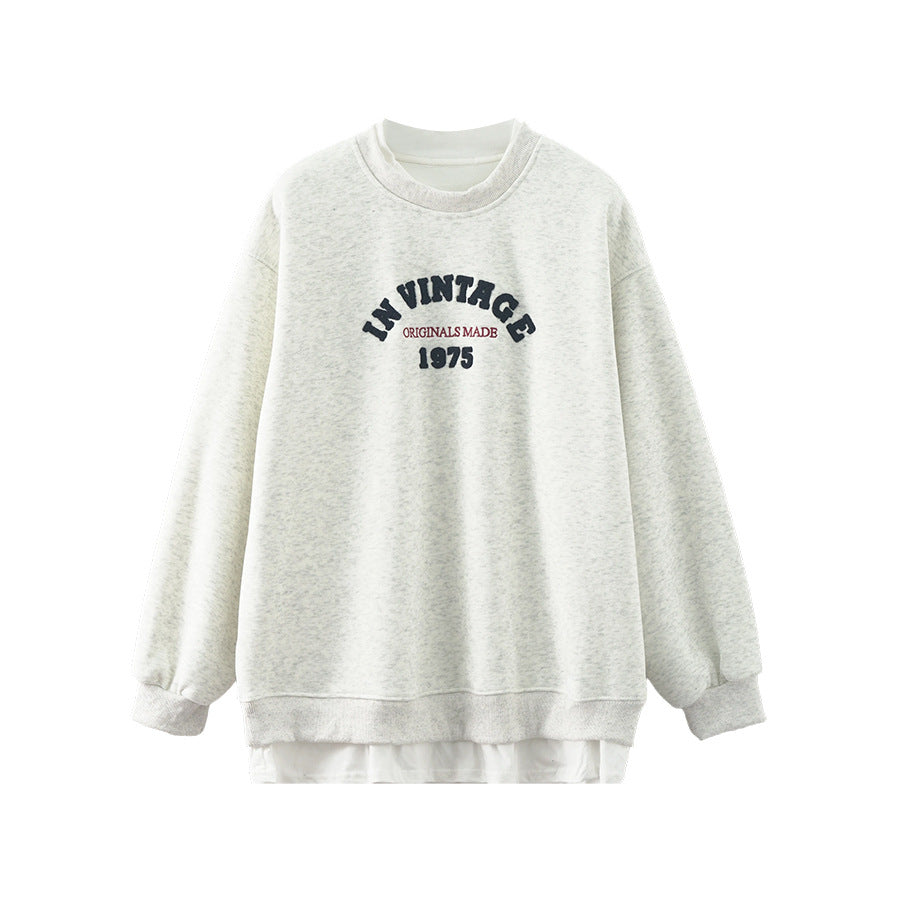 【トップス】レイヤード風 春 秋 冬 タオル刺繍 裏起毛 厚手 若見え パーカー 【JZシリーズ】