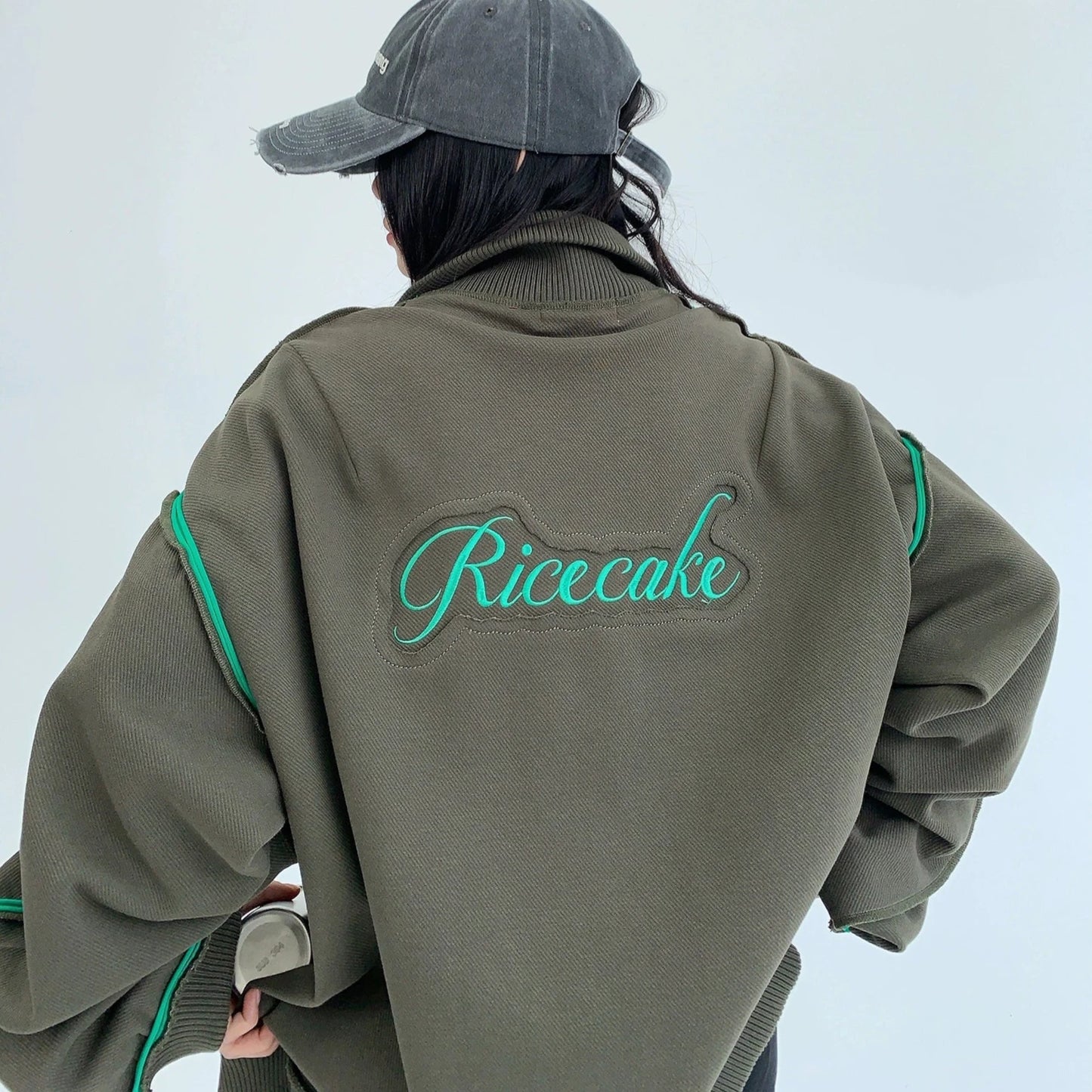 【アウター】レトロ 春秋 oversize 刺繍 パーカージャケット【FCシリーズ】