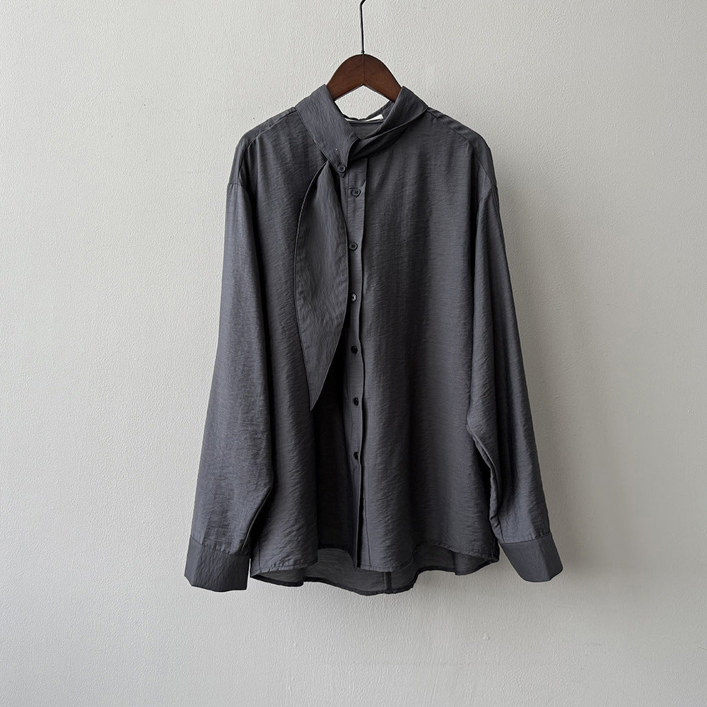 【トップス】春 秋 スカーフカラー 通勤 スリム見え ブラウス 【JZシリーズ】