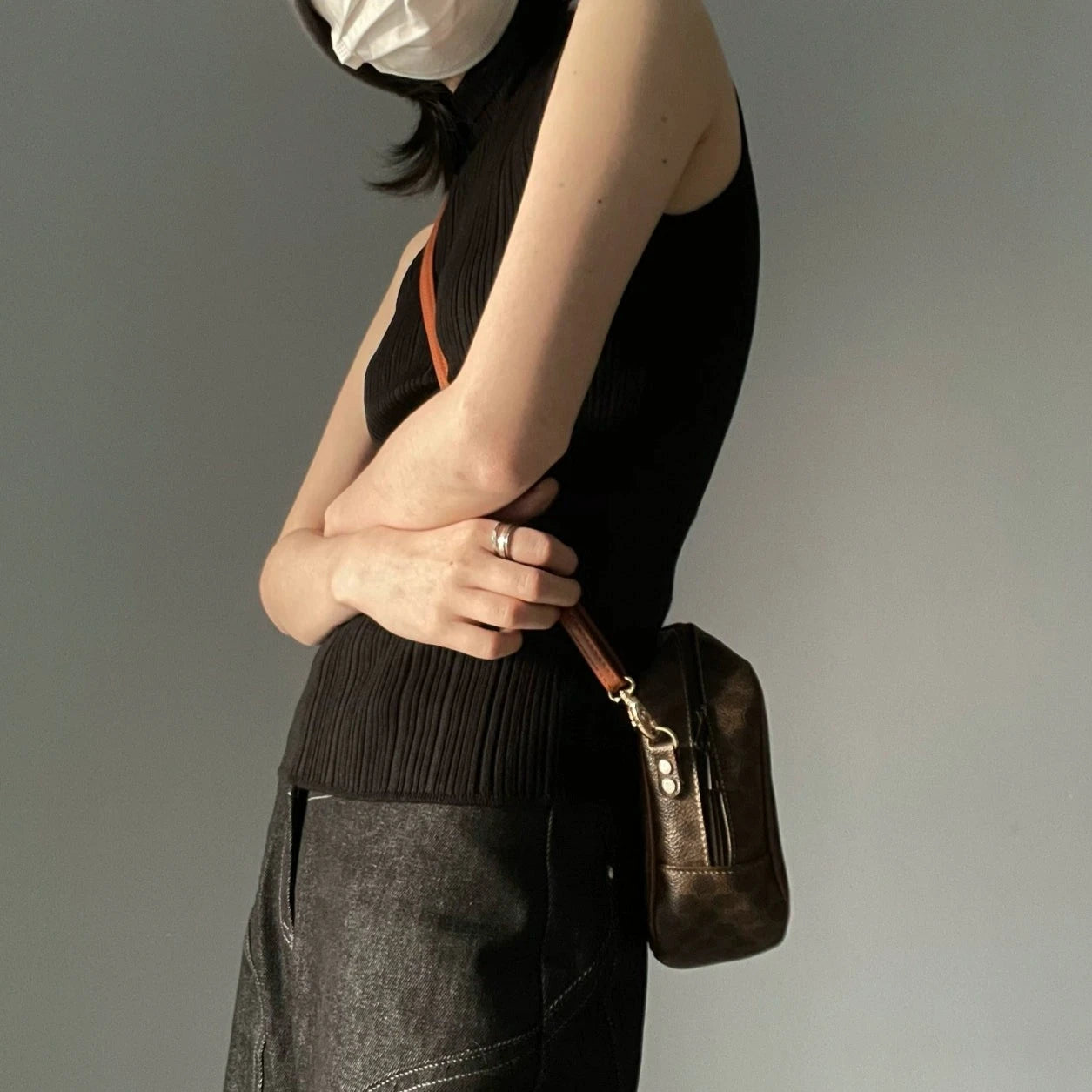 【トップス】ミドルハイネック夏 ニット タンクトップ