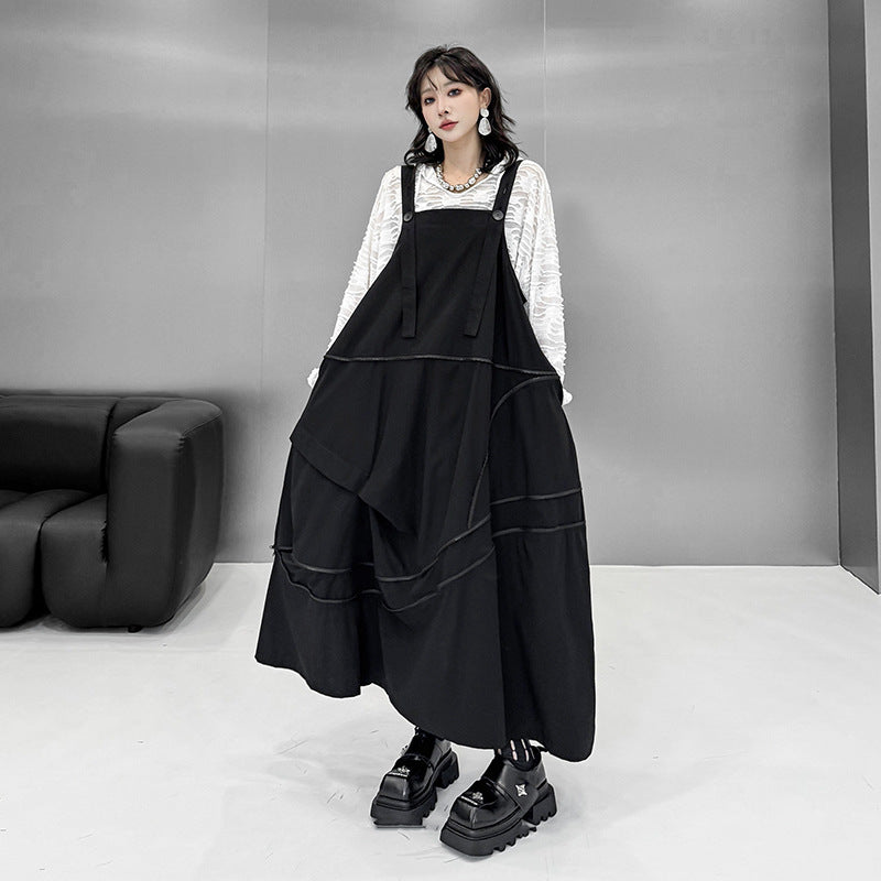 【ワンピース】春 秋 冬 ジッパー切り替えサロペットワンピース 【AHシリーズ】