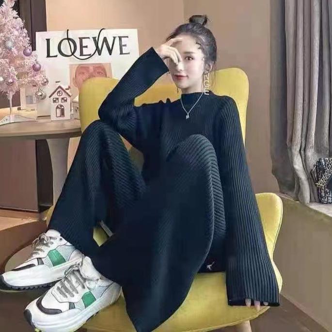 【セットアップ】海外トレンド ファッション 秋冬 高級感 ニットセーター+パンツ 上下セット