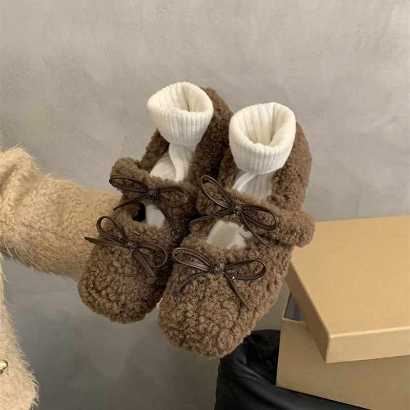 【シューズ】春秋冬 隠しヒール 新作 若見え 合わせやすい ファーシューズ