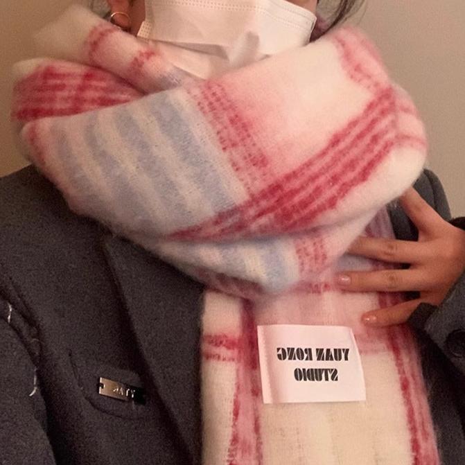 【グッズ】チェック柄 冬 キュート スカーフ