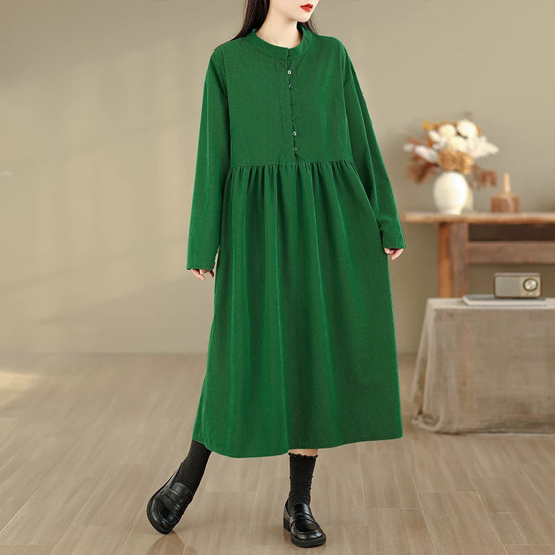 【ワンピース】コーデュロイ ハーフボタン ハーフボタン 長袖 ワンピース 【JZシリーズ】