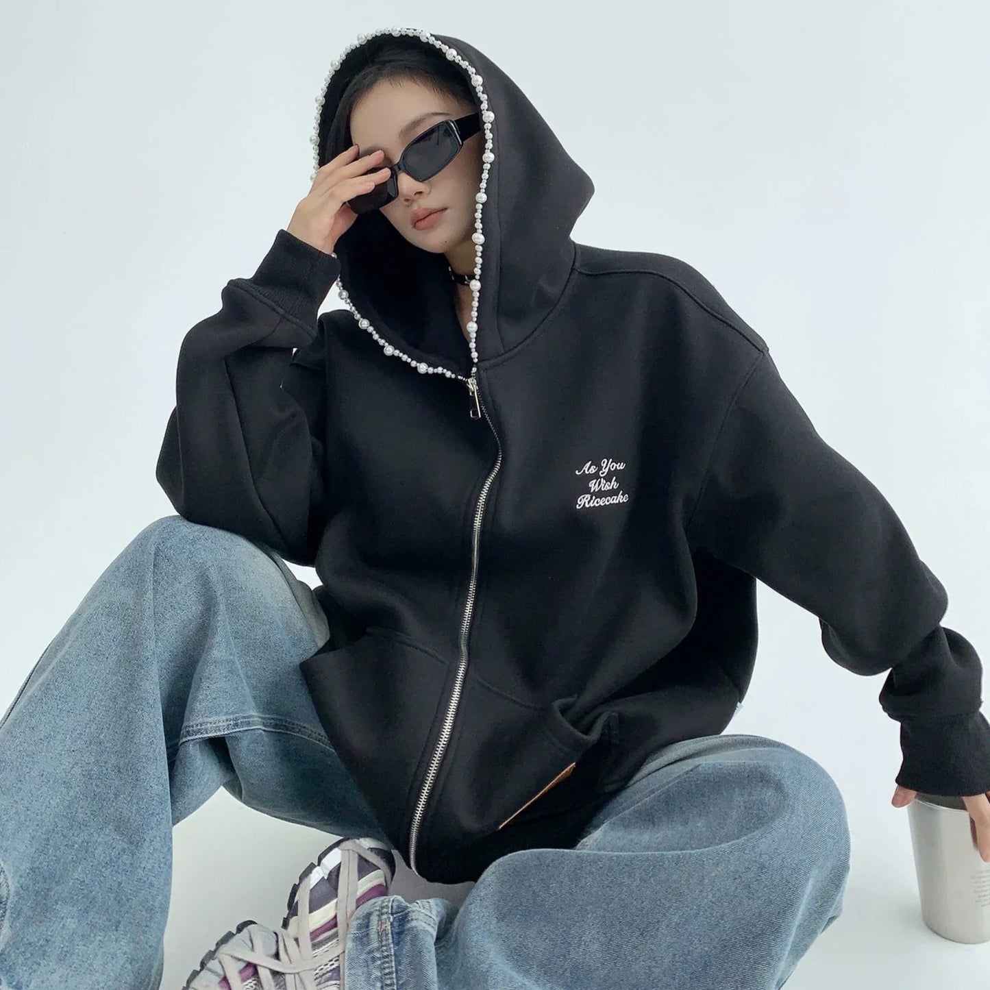 【アウター】特別なデザイン 真珠 刺繍 春秋 厚い保温 パーカージャケット【FCシリーズ】