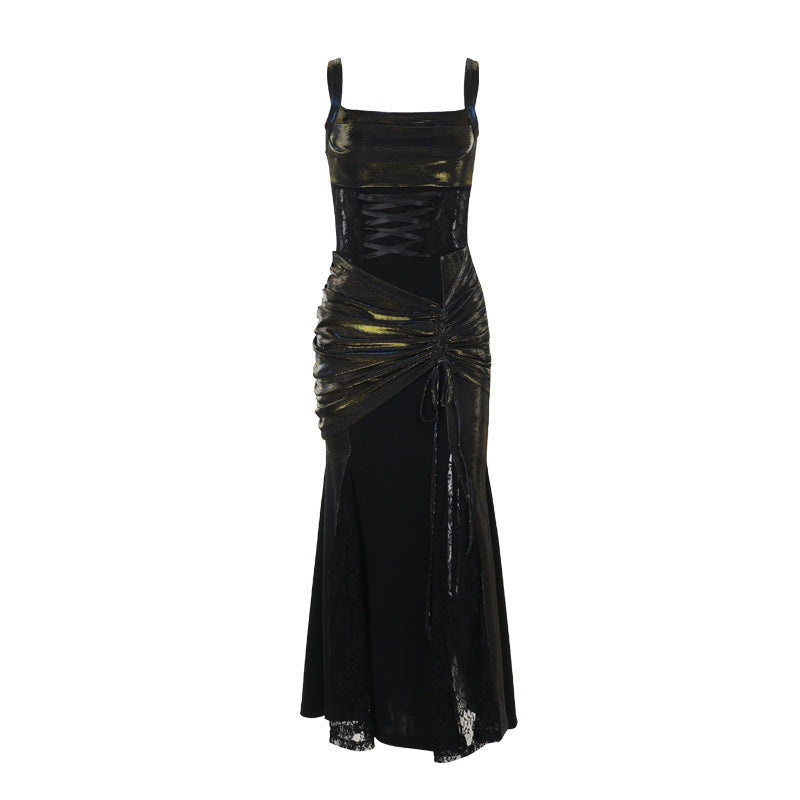 【ハロウィン】欧米風 エレガント レース バットスリーブ アシンメトリー ケープトップ+ワンピース