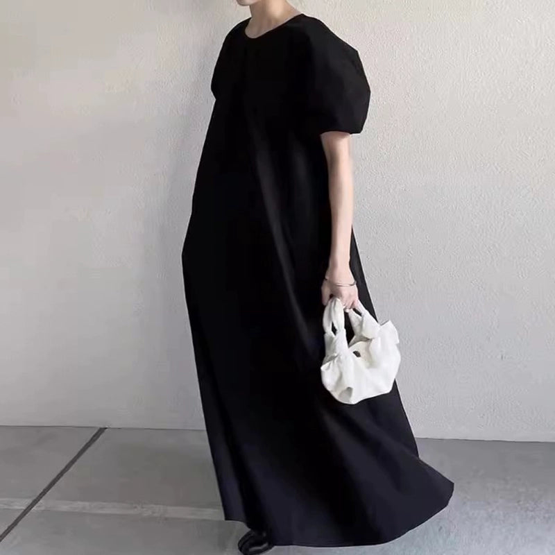 拼接設計短袖連身裙|氣質顯瘦百搭洋裝|夏季簡約款女裝