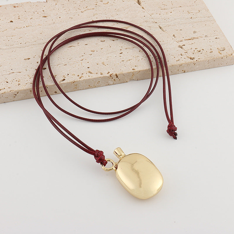 【🎁 B2G1|先行スタート!】【グッズ】高見えブラックレザーコード ロングネックレス シンプル上品ペンダント