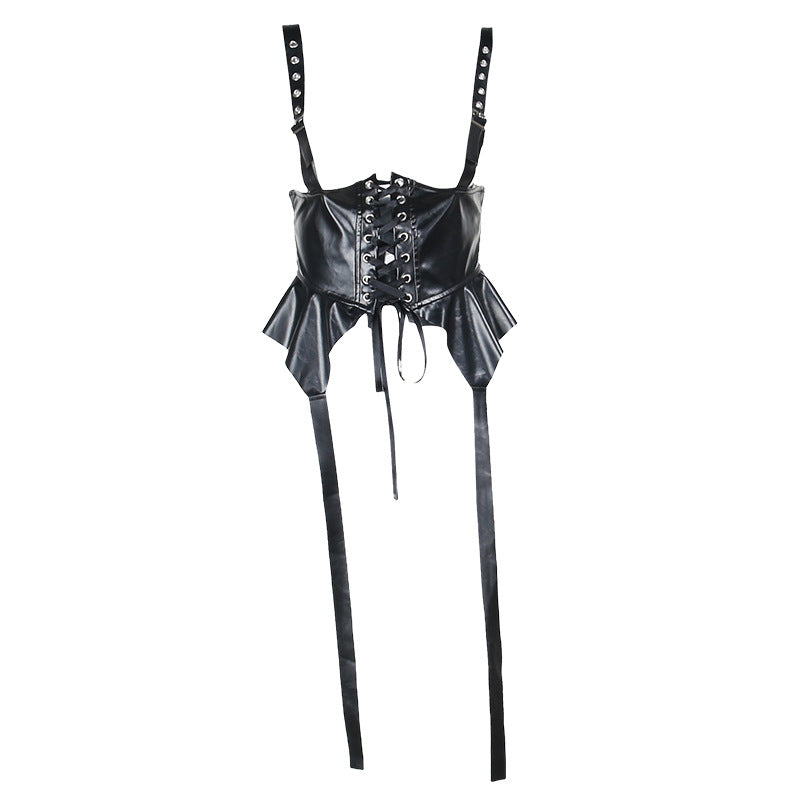 【ハロウィン】 ダークスタイル エレガント ワンピース+ベスト ゴシック 膝上 レッド+ブラック ワンピース